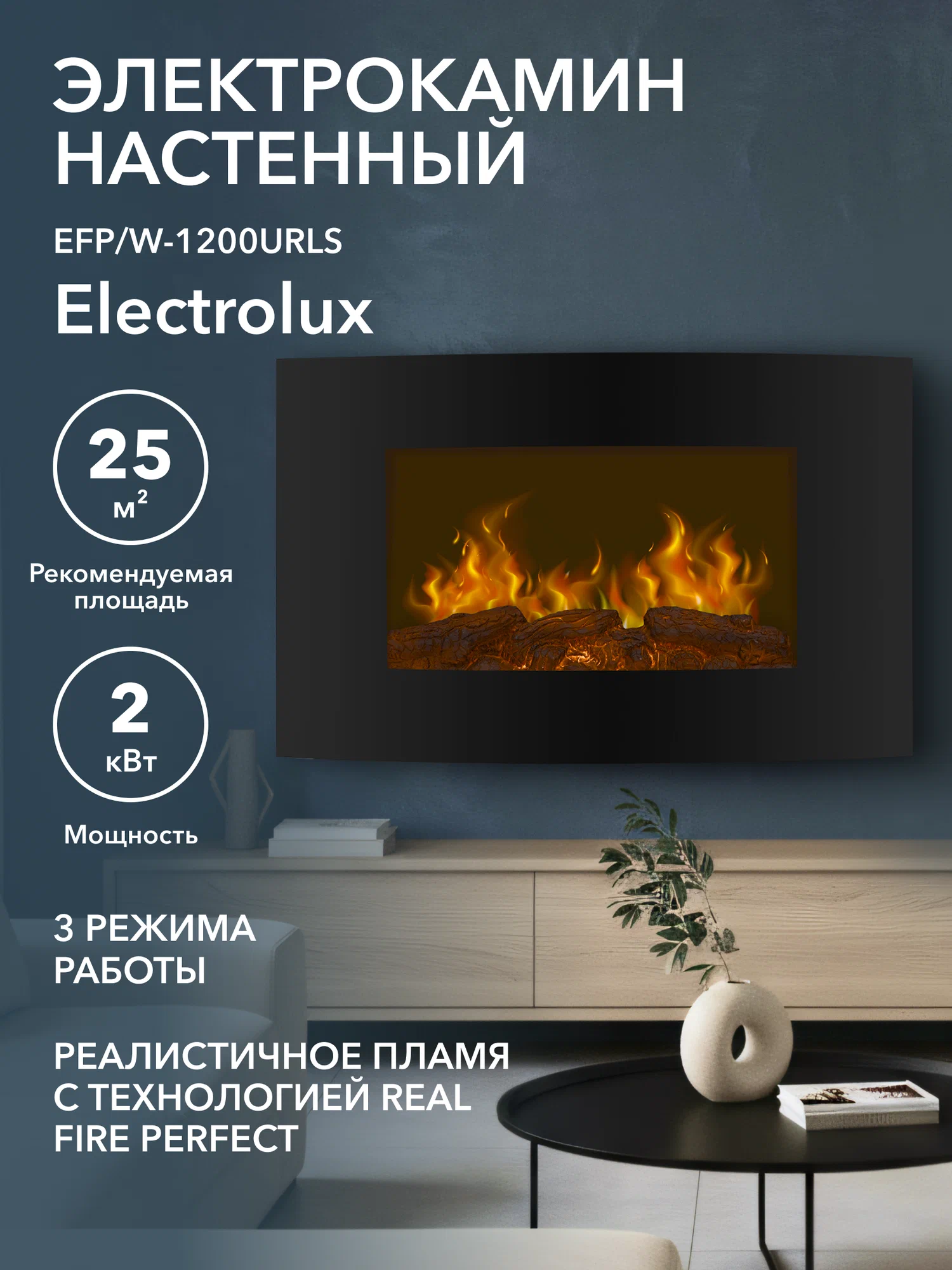 Электрокамин Electrolux EFP/W-1200URLS — фото 1