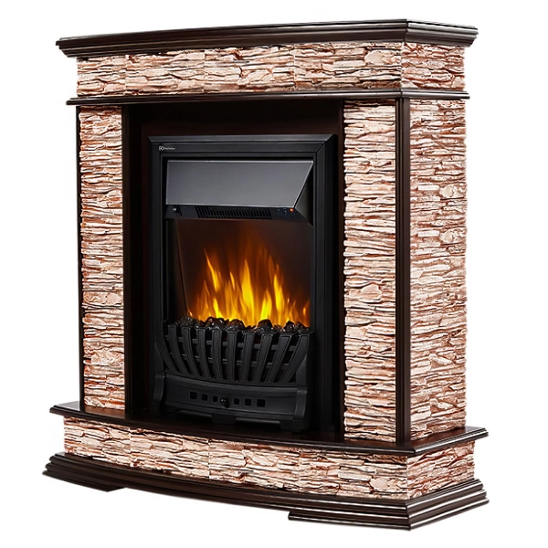 Портал Firelight Scala Classic камень сланец скалистый бурый, шпон тёмный дуб — фото 1