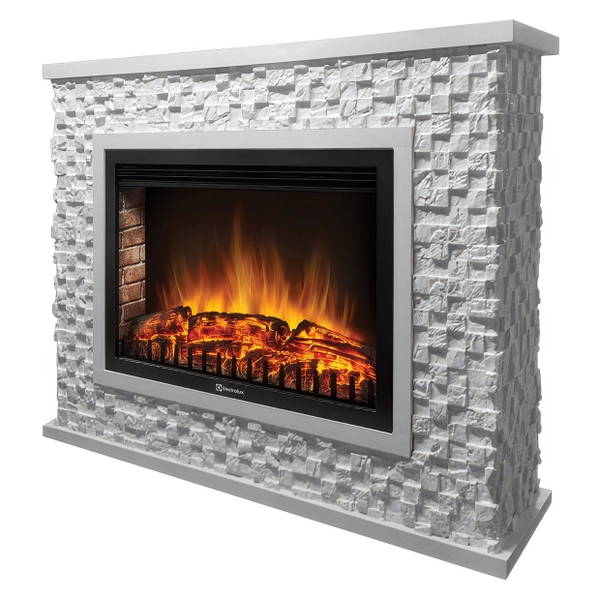 Портал Firelight Quadro 30 камень песчаник античный белый, белая эмаль — фото 1