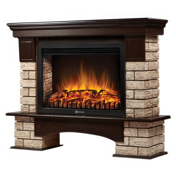 Портал Firelight Forte Wood 30 камень коричневый, шпон темный дуб — фото 1