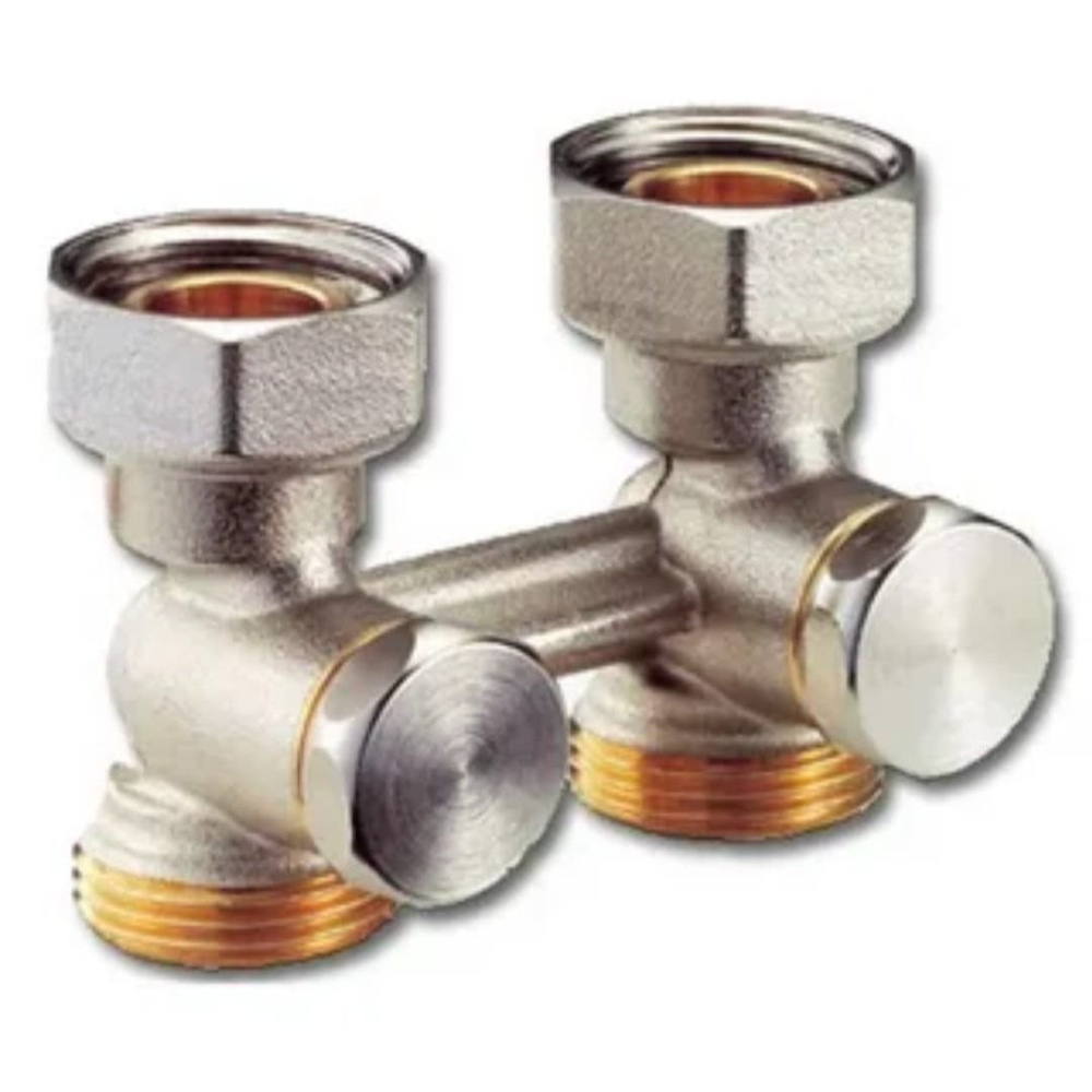 Узел Giacomini ниж. подкл. 3/4" Fx3/4" E д/стальных пан. рад., прямой, термост. и отсечной клапан — фото 1