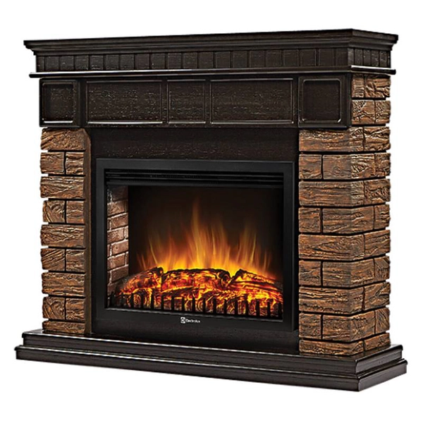 Портал Firelight Bricks Wood 30 камень коричневый, шпон темный дуб — фото 1