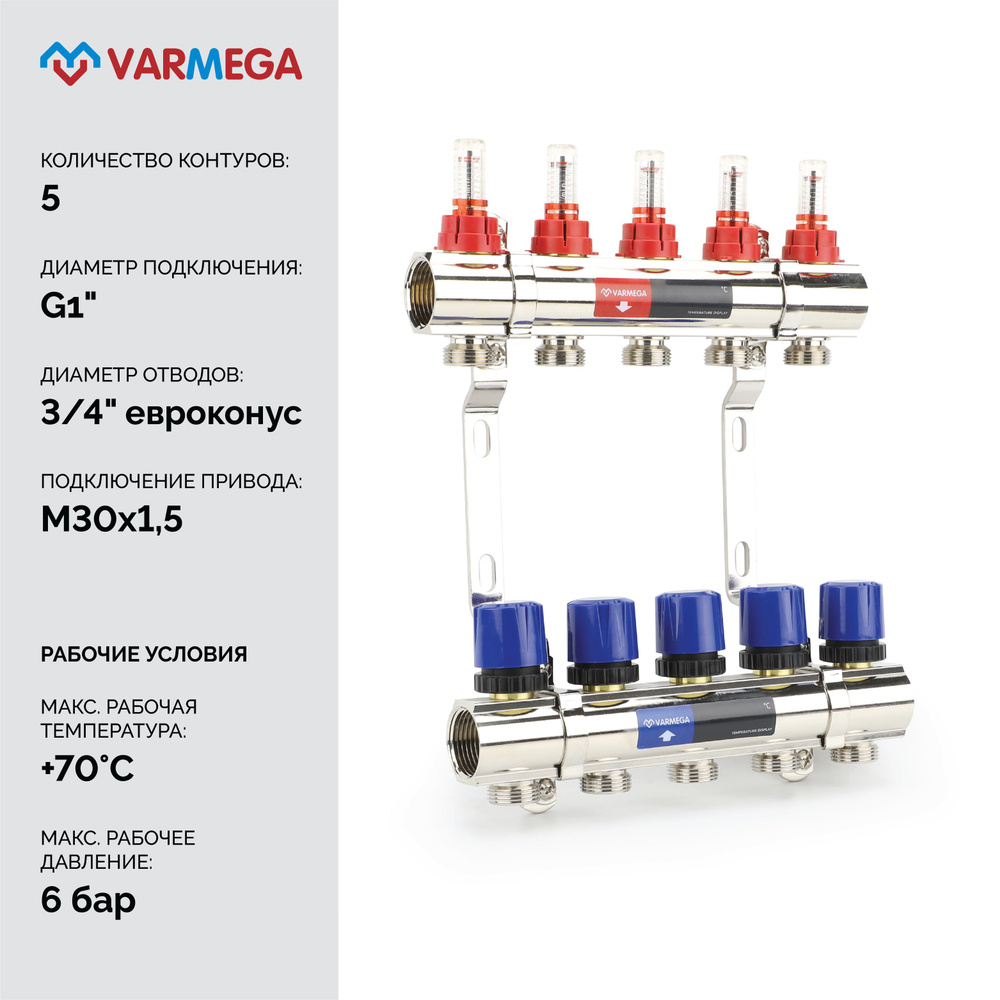Ниппель переходной VARMEGA VM14401, 1/2"х3/4"EK, с прокладкой o-ring, для узлов нижнего подключения, VM14401 — фото 1