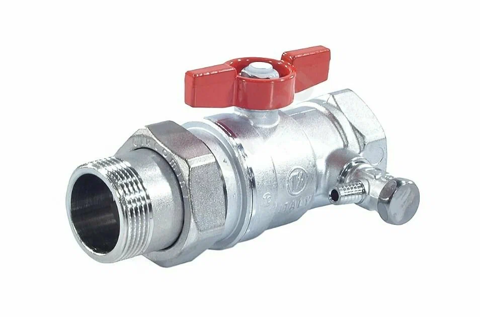 Кран шаровой Giacomini НР для счетчиков 1/2"Mx 1/2"гайка - красн. рук., R254PX002 — фото 1