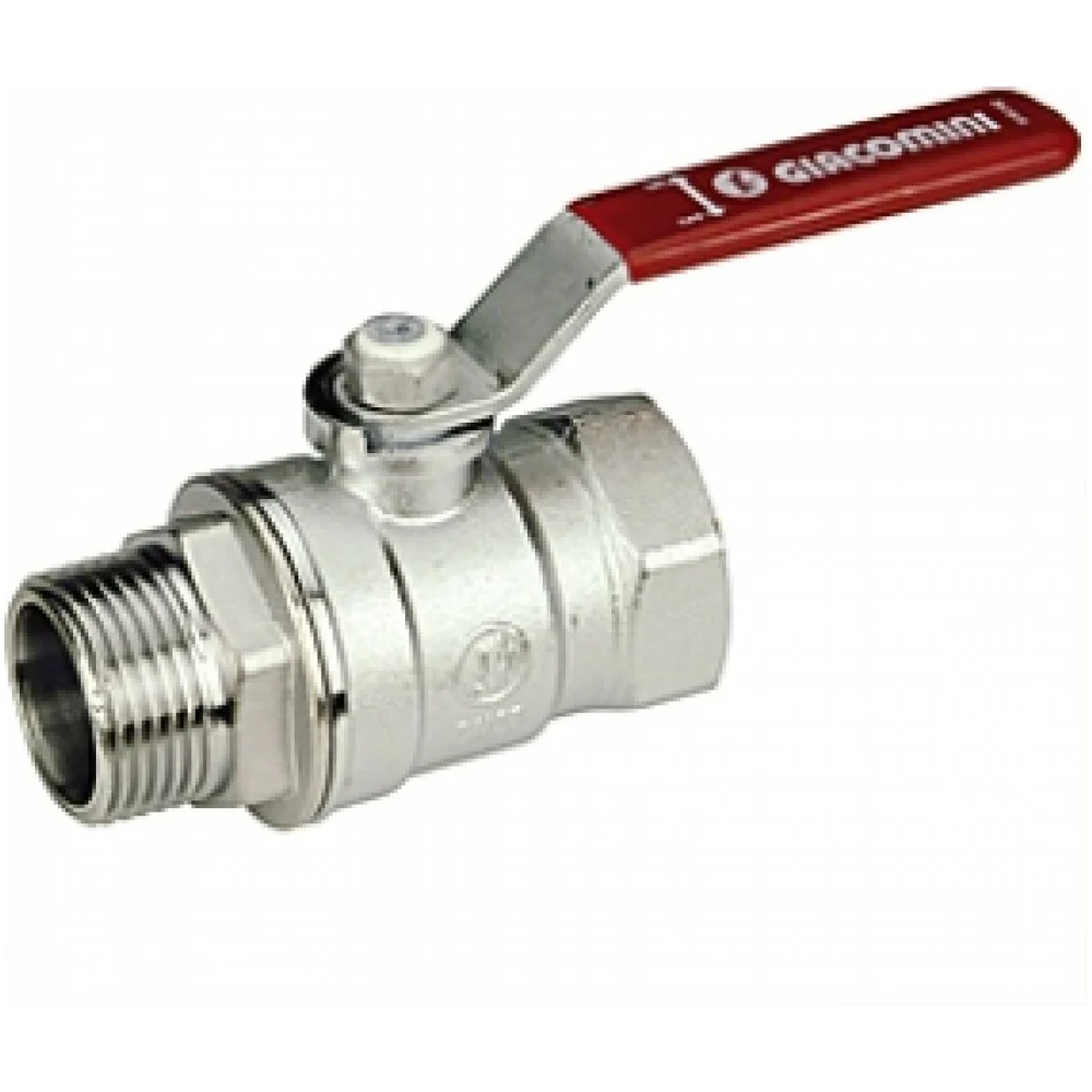 Кран шаровой Giacomini НР для счетчиков 3/4"M x 3/4"гайка - красн. рук., R254PY004 — фото 1